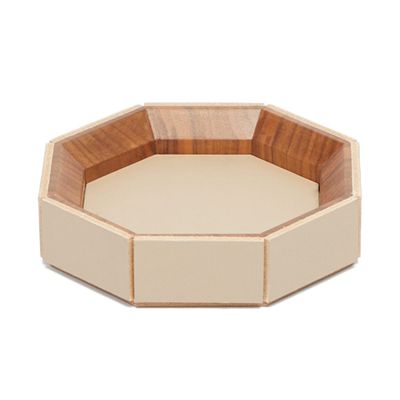 Coste Valet Small Leather & Walnut-Wood Tray from GioBagnara