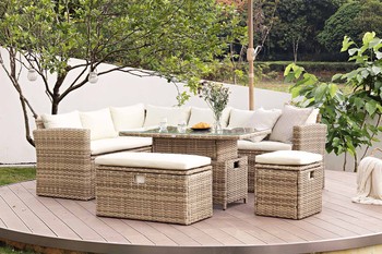 Granchester Rattan Rectangular Corner Dining Sofa Set With Rising Table from Daals