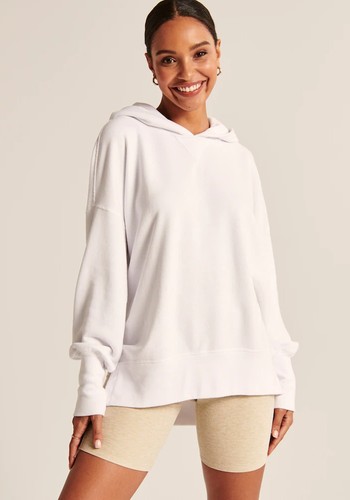 Split Hem Terry Tunic Popover Hoodie