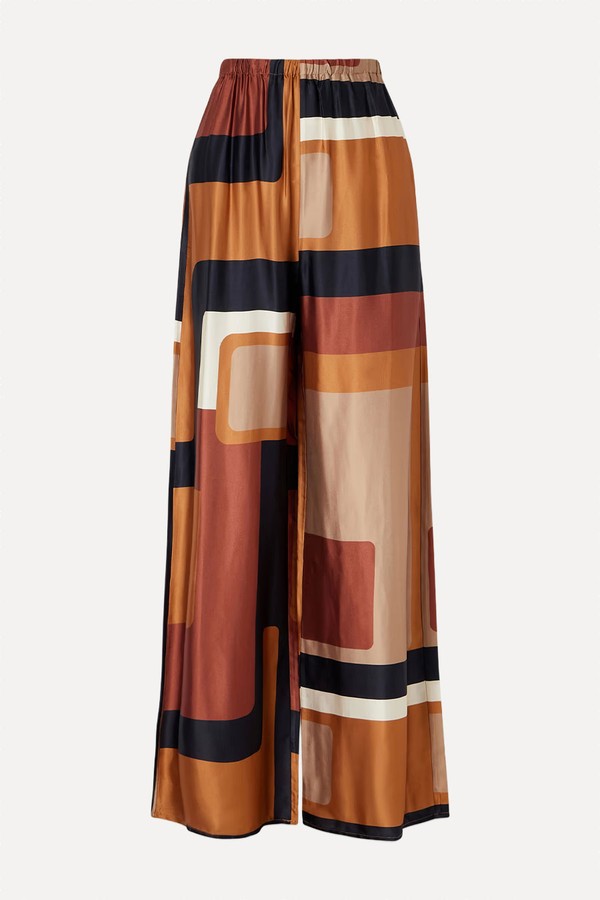 Jensen Printed Satin Wide-Leg Pants from Faithfull