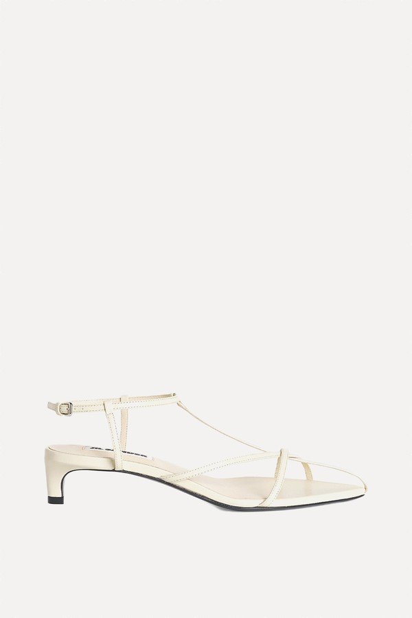 Leather Strappy Heeled Sandals 35 from JIL SANDER