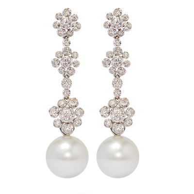 Marguerite 18ct White Gold Diamond & Pearl Earrings