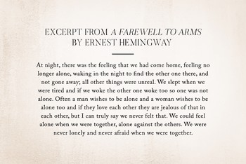 Excerpt From A Farewell to Arms by Ernest Hemingway