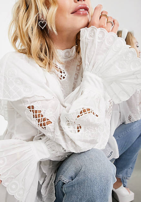 Embroidered Cotton Blouse With Ruffle from ASOS