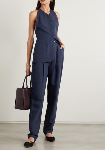 Arlet Pleated Poplin Straight-Leg Pants from Tove