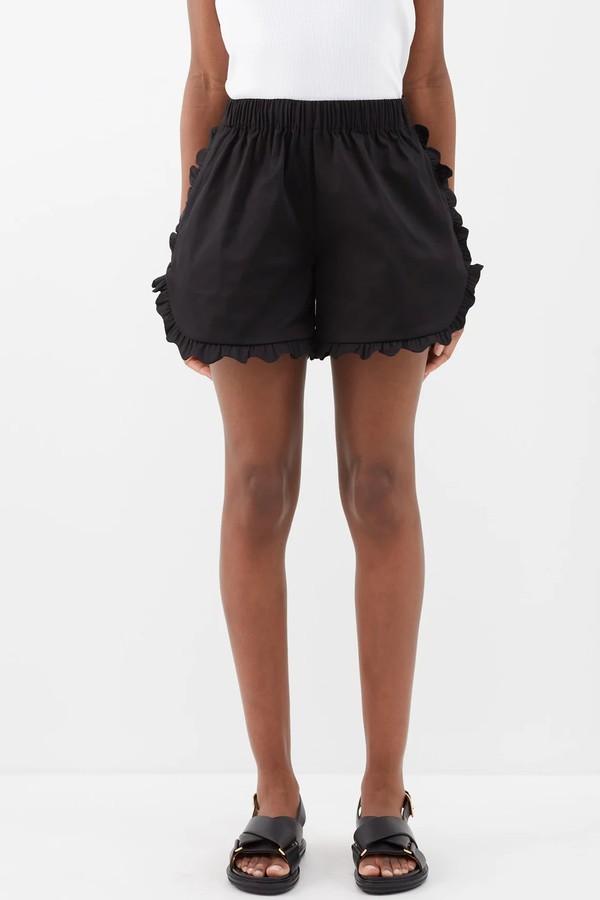 Lola Scalloped-Edge Cotton-Blend Shorts from Kika Vargas