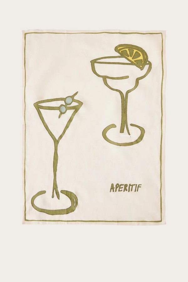 Embroidered Linen Tea Towel from Amuse La Bouche