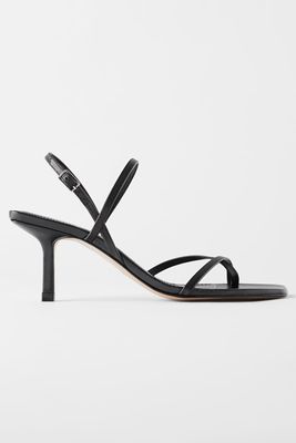 Mid Heel Strappy Leather Sandals from Zara