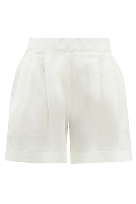 Zurich Pleated Organic-Linen Shorts from Asceno