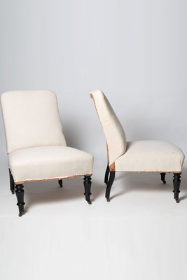 Antique French Napoleon III Pair Of Slipper Chairs  from Nikki Page Antiques