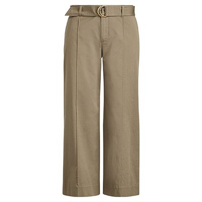 Twill Cropped Wide-Leg Pant
