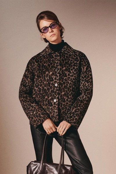 Short Wool Blend Animal Print Coat