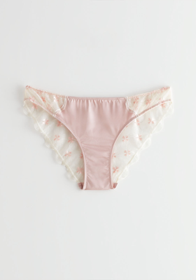 Scalloped Floral Lace Satin Briefs from & Other Stories