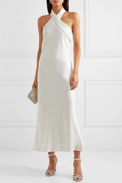 Pandora Silk-Satin Halterneck Midi Dress from Galvan