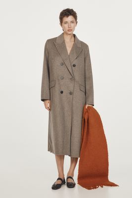 Long Wool Blend Double Breasted Coat