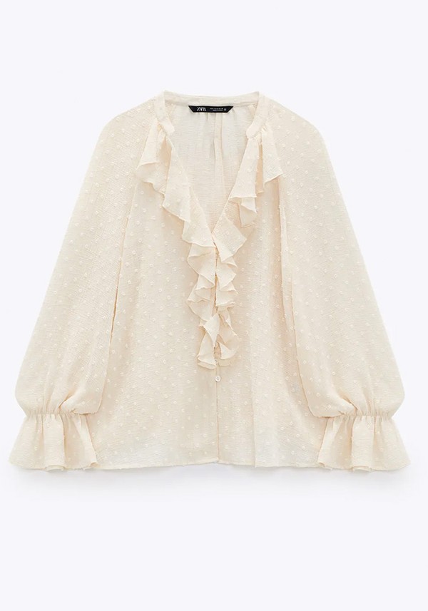 Plumetis Shirt With Ruffles from Zara
