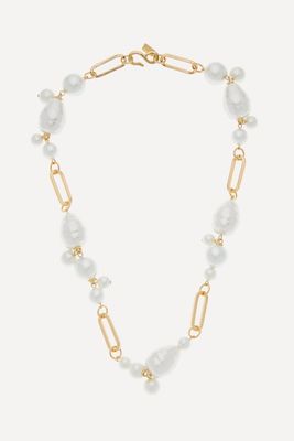 Gold-Plated Faux Pearl Cluster Necklace from Kenneth Jay Lane