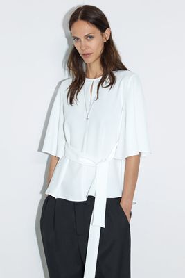Flowing Top with Tie Detail from Zara