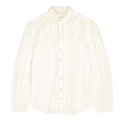 Ronda White Lace-Trimmed Cotton Blouse    from LoveShackFancy