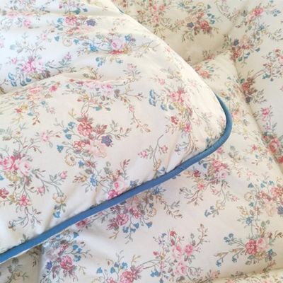 Vintage Inspired Eiderdown Cream Floral Quilt Comforter from DVEiderdowns