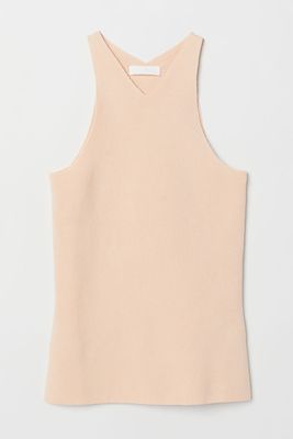 Fine-Knit Cotton Top In Powder Pink from H&M