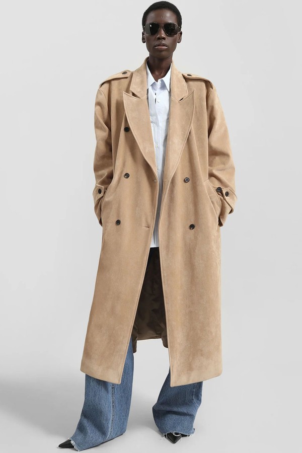 Peoria Faux Suede Trench Coat from The Frankie Shop 