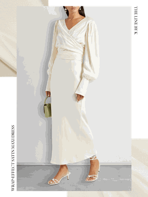 Wrap Effect Satin Maxi Dress from Line by K
