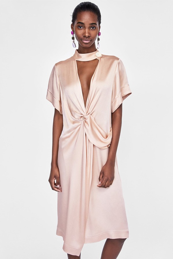 Knotted Dress with Buttons from Zara
