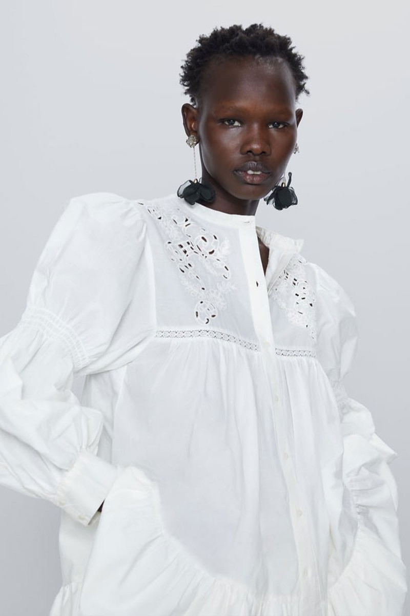 Blouse With Cutwork Embroidery from Zara