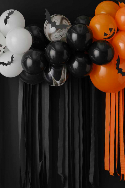 Halloween Balloon Arch Backdrop With Ghosts, Pumpkins, Bats & Streamers from Ginger Ray