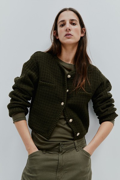 Short Textured-Knit Cardigan from H&M