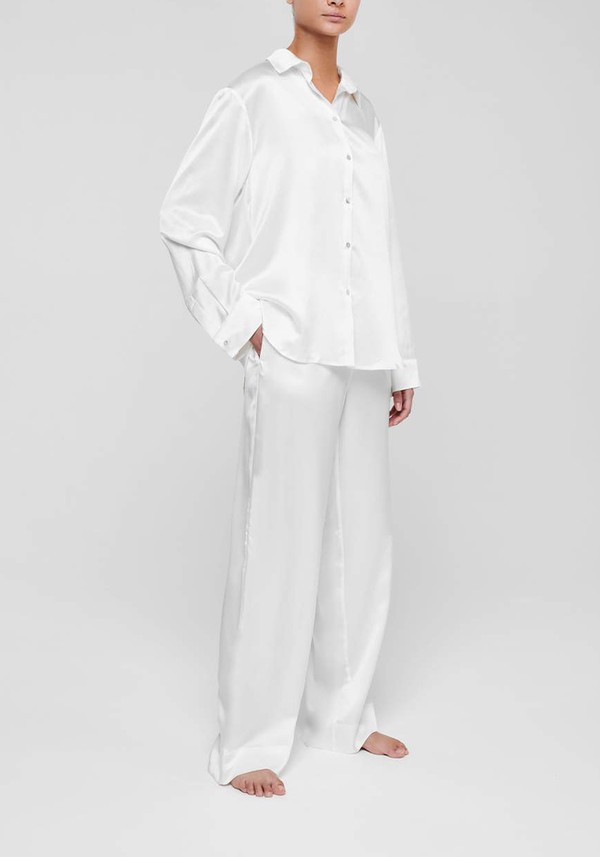 London Ivory Silk Pyjama Bottom from Asceno