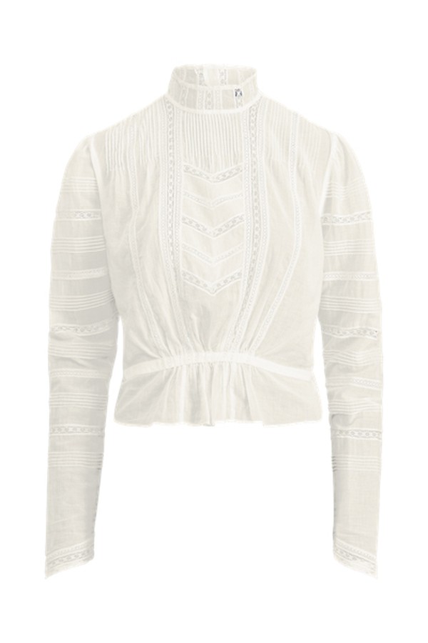 Lace-Trim Cotton Voile Shirt