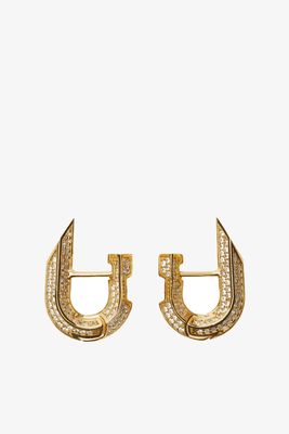 Gold-Plated Pavé Hollow Spike Earrings