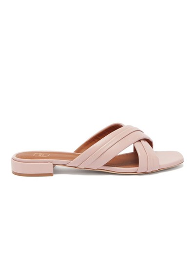 Gavi Crossover-Strap Leather Slides from Malone Souliers