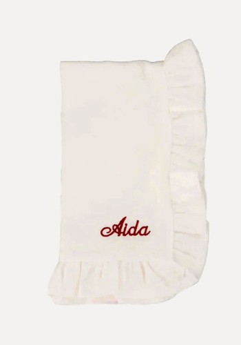 Personalised White Ruffle Linen Napkin 