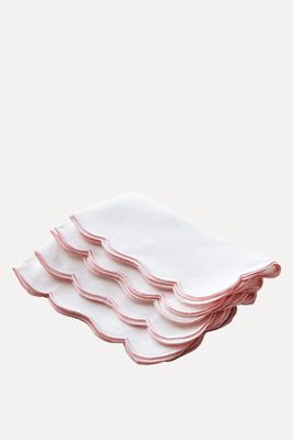 Embroidered Pale Pink Scallop Napkin  from Maison Margaux
