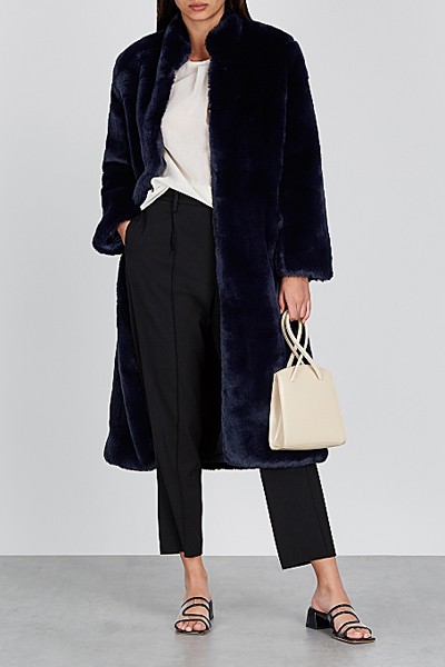 Orla Midnight Blue Faux Fur Coat from Cefinn