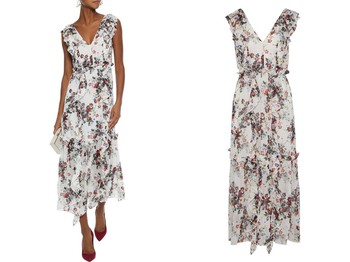 Ruffled Floral-Print Silk-Georgette Midi Dress from Marissa Webb