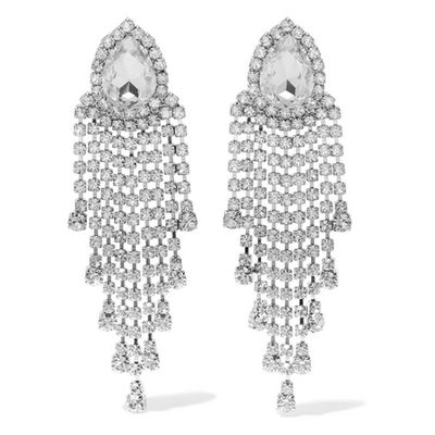 Silver-Tone Crystal Clip Earrings from Alessandra Rich