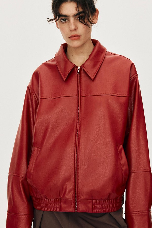 Leather Effect Bomber Jacket