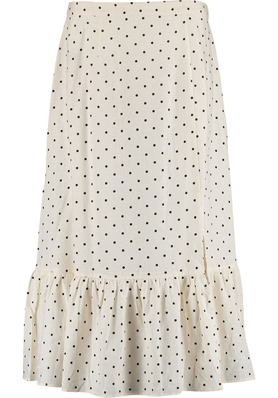 Linen Spotted Ruffled Skirt