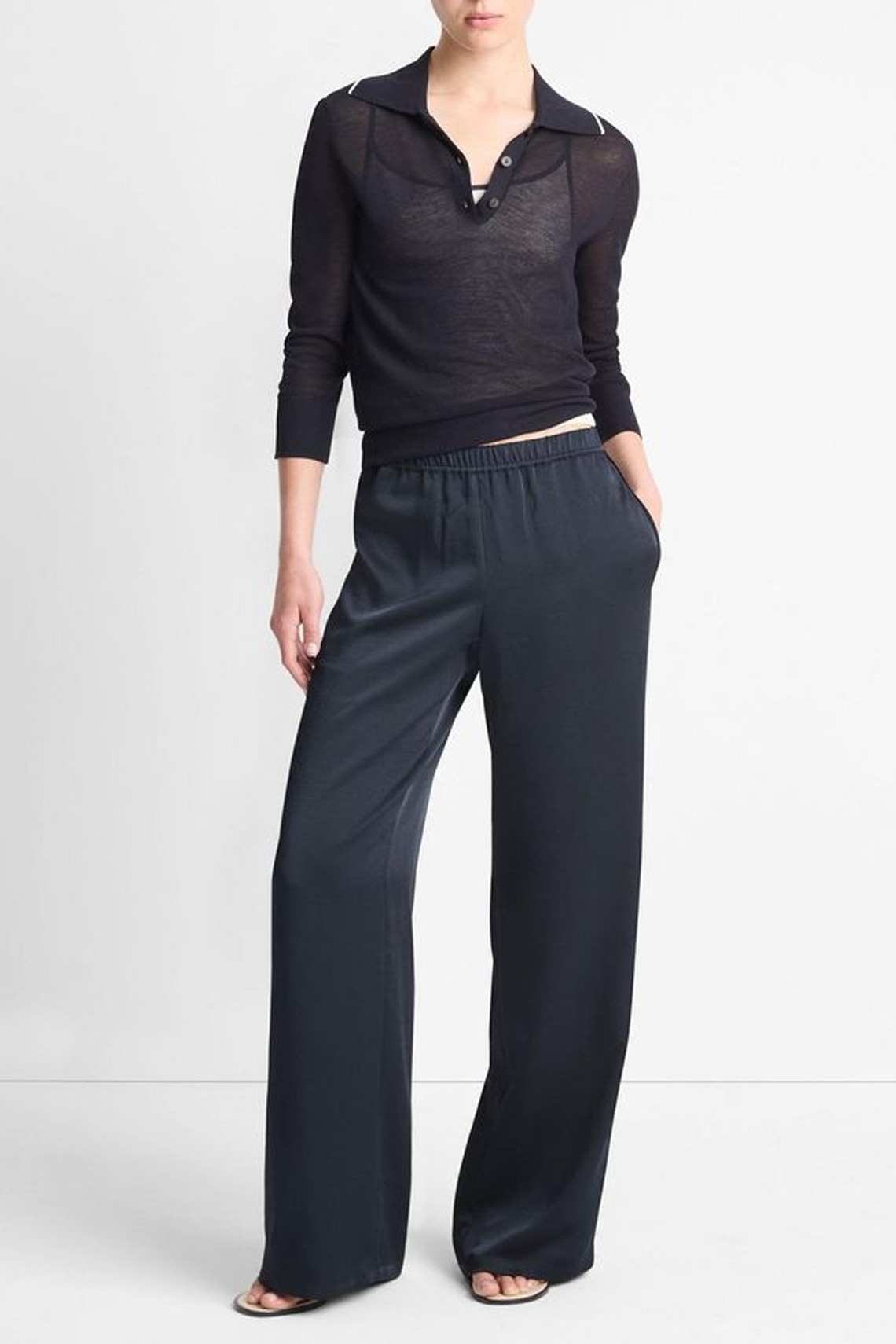 High-Rise Satin Straight Pants from Vince