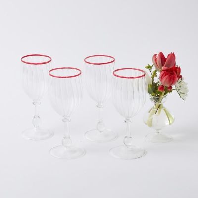 Red Rim Wine Glasses Set Of 4 from Mrs Alice