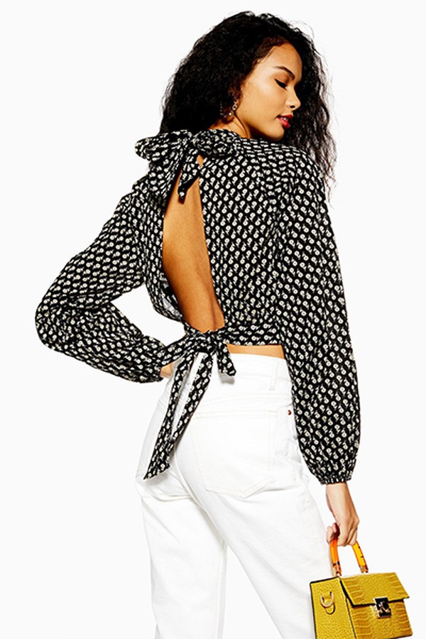 Open Back Top In Ditsy Print
