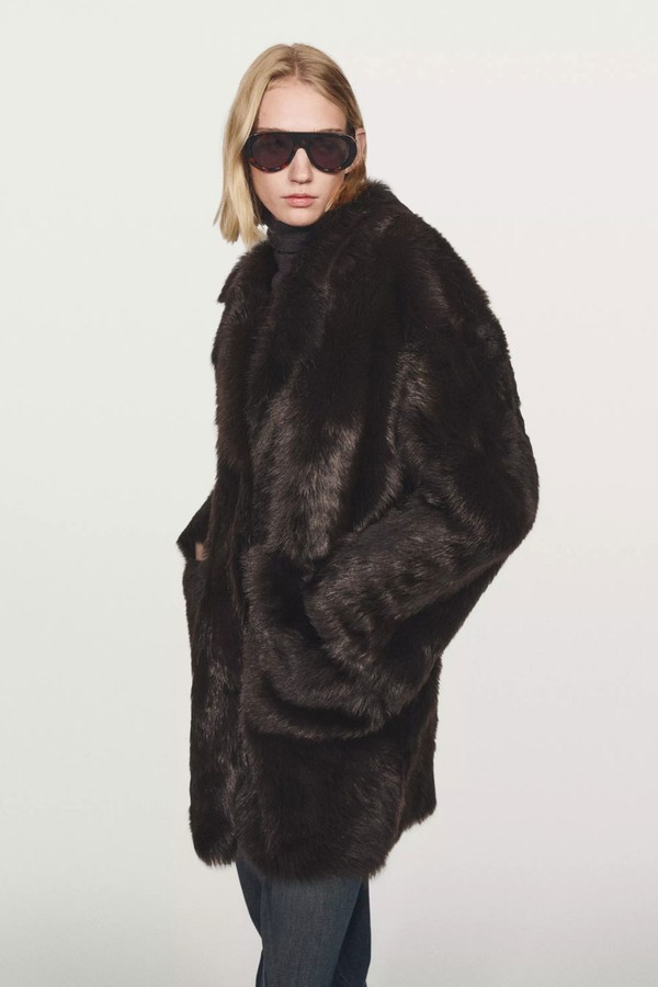 Long Leather Coat With Fur from Massimo Dutti