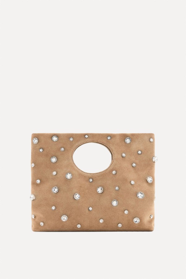 Suede Studded Handbag from Mango