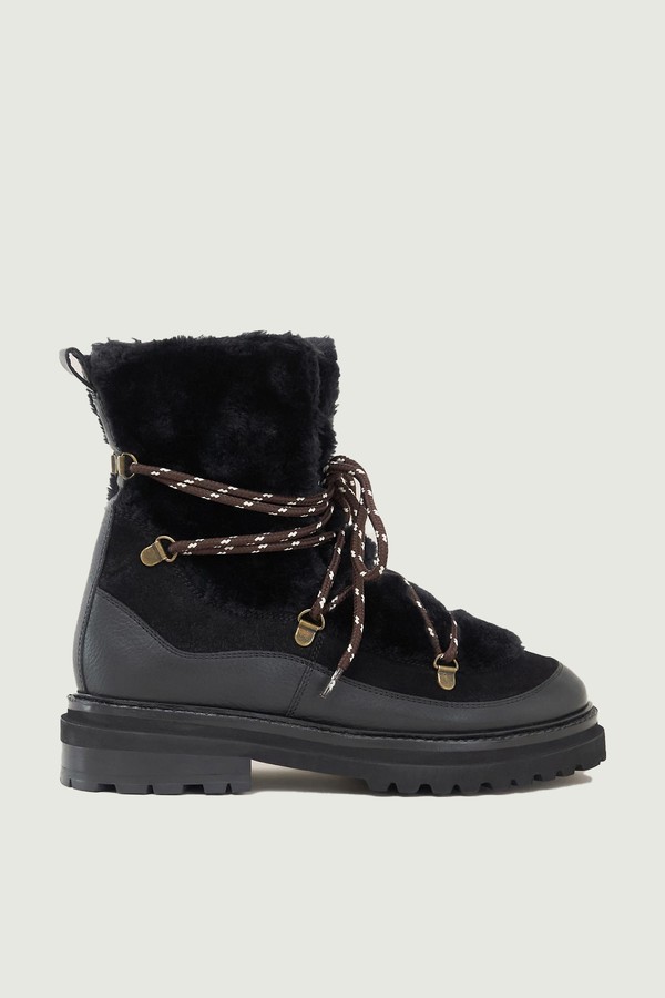 Leather Hiker Faux Fur Trim Ankle Boots from White Stuff