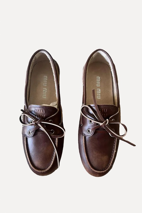 Leather Lace Up Loafers from Miu Miu