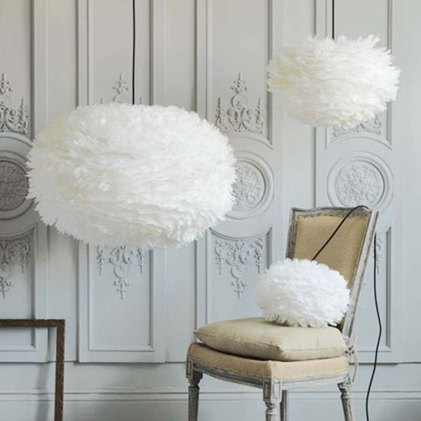Aurora White Feather Pendant Shades from Graham & Green